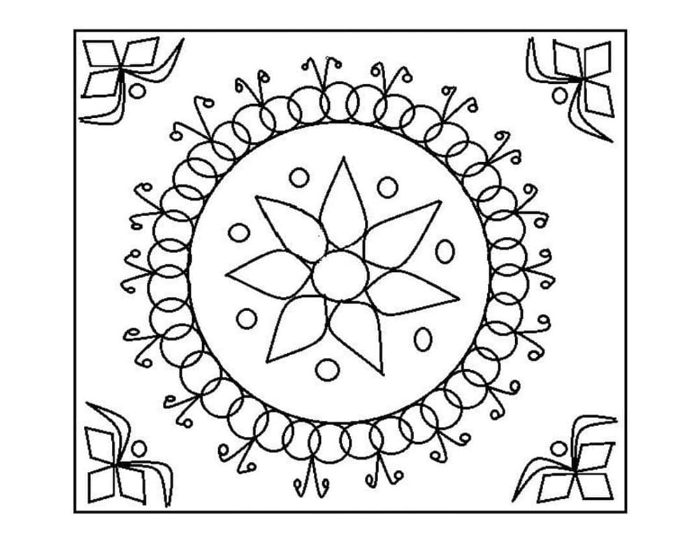 Awesome Rangoli Printable Coloring Page