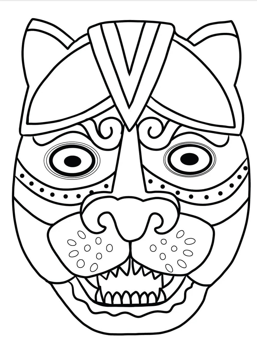 Basic Mayan Mask Printable Coloring Page