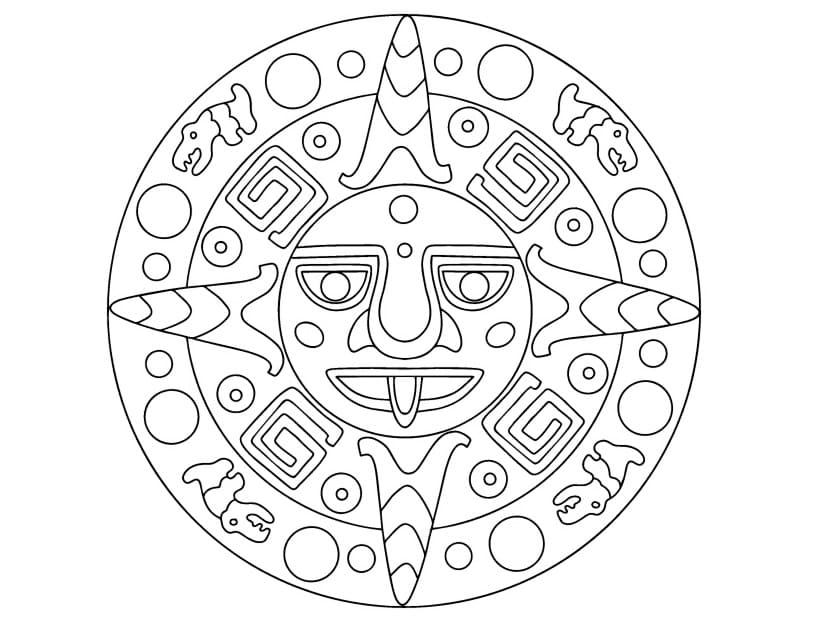 Basic Mayan Ornaments Printable Coloring Page