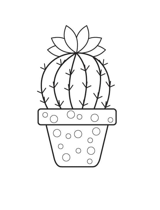 Basic Potted Cactus Printable Coloring Page