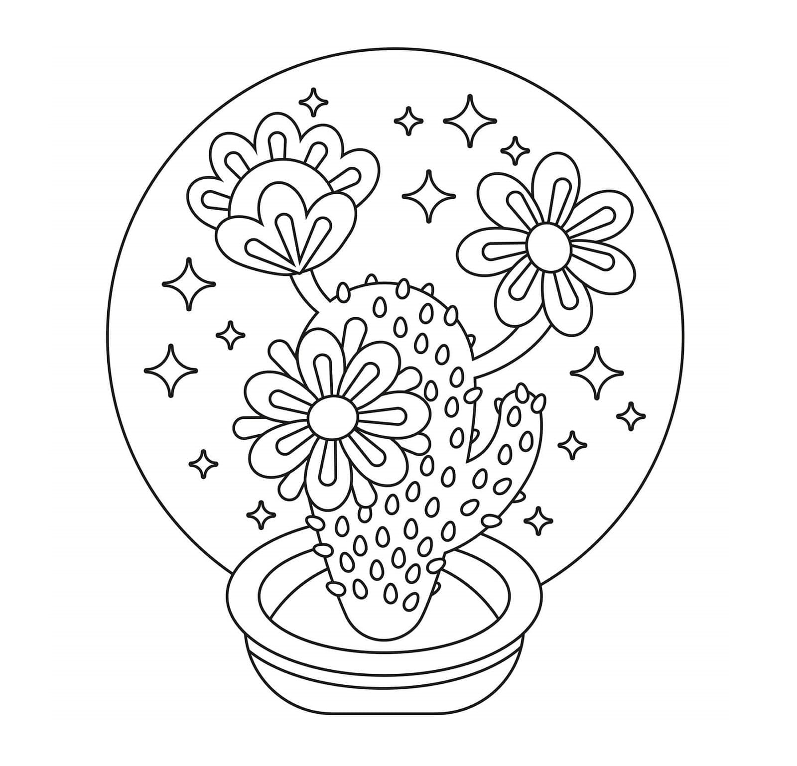 Beautiful Cactus Printable Coloring Page