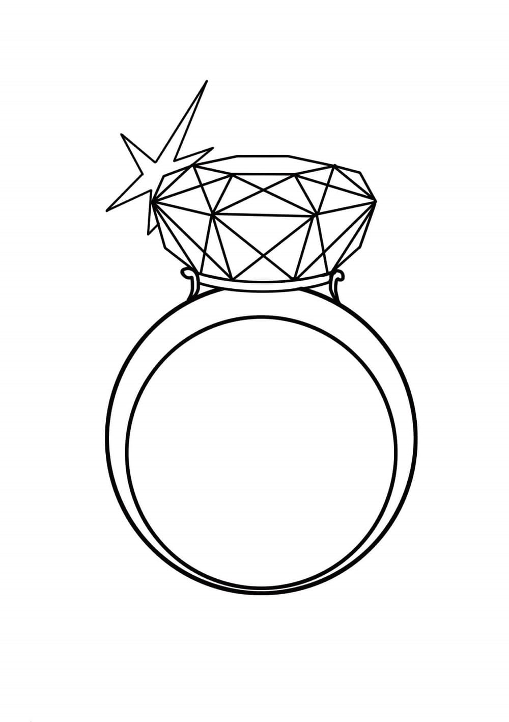 Beautiful Diamond Ring Printable Coloring Page