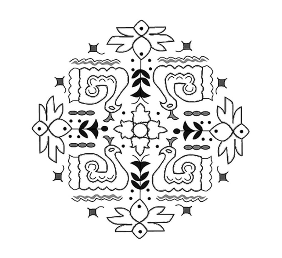 Beautiful Rangoli Design Printable Coloring Page