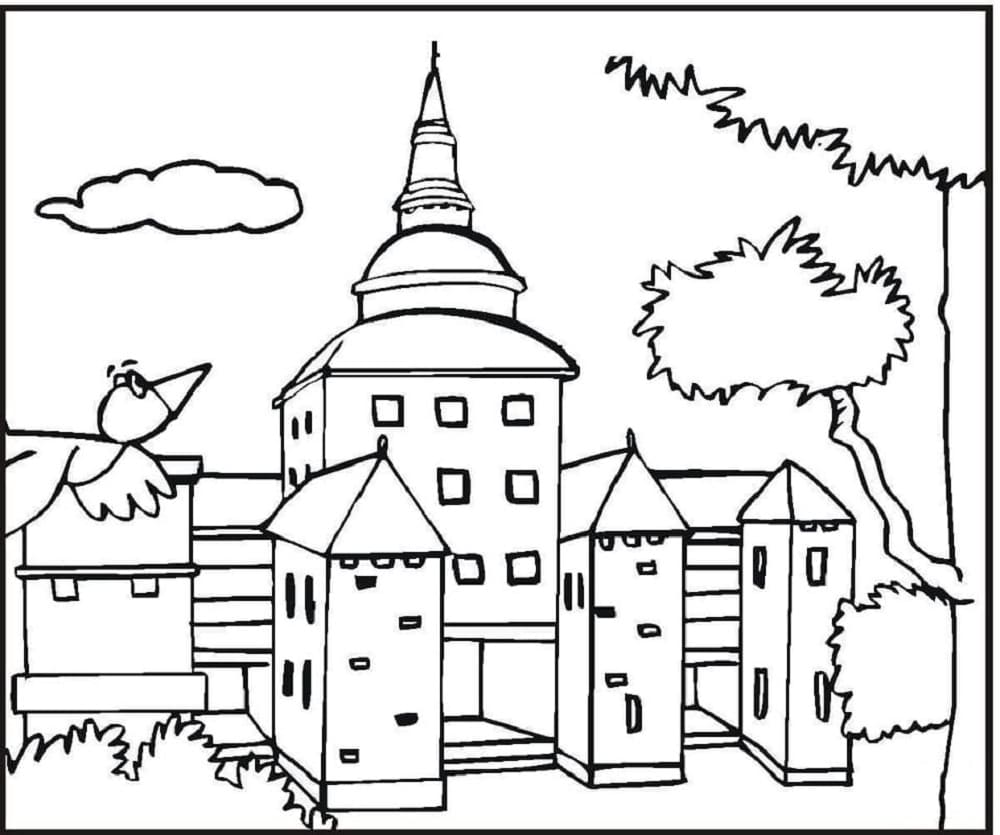 Big Mansion Printable Coloring Page