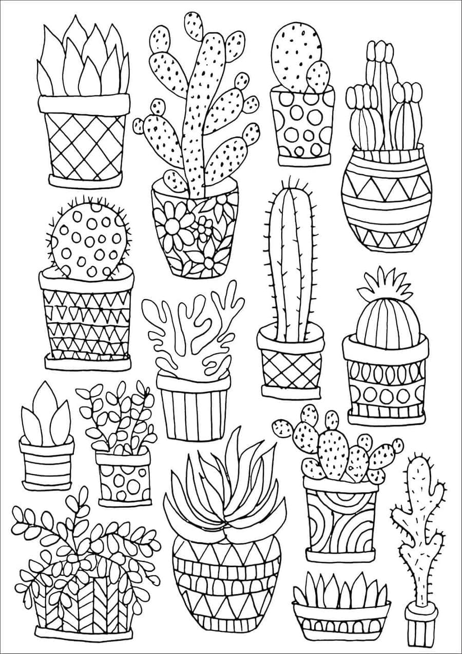 Cacti Image Printable Coloring Page