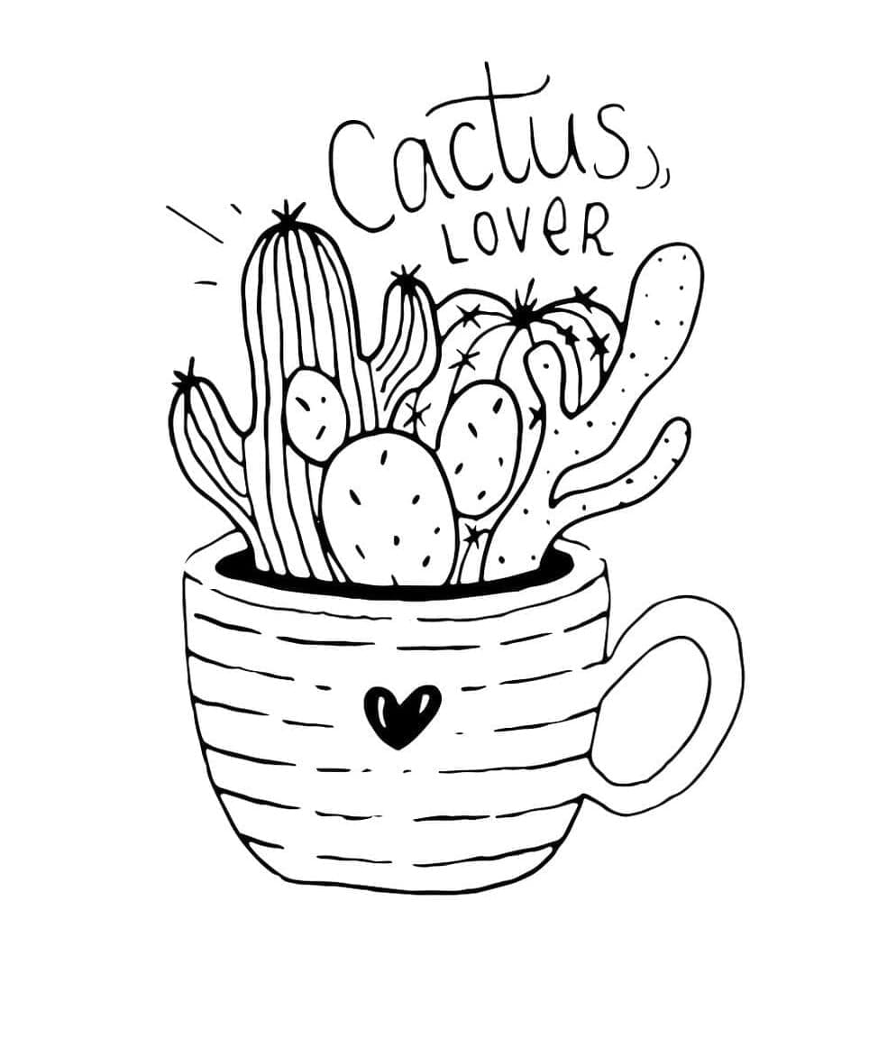 Cactus Lover Printable Coloring Page