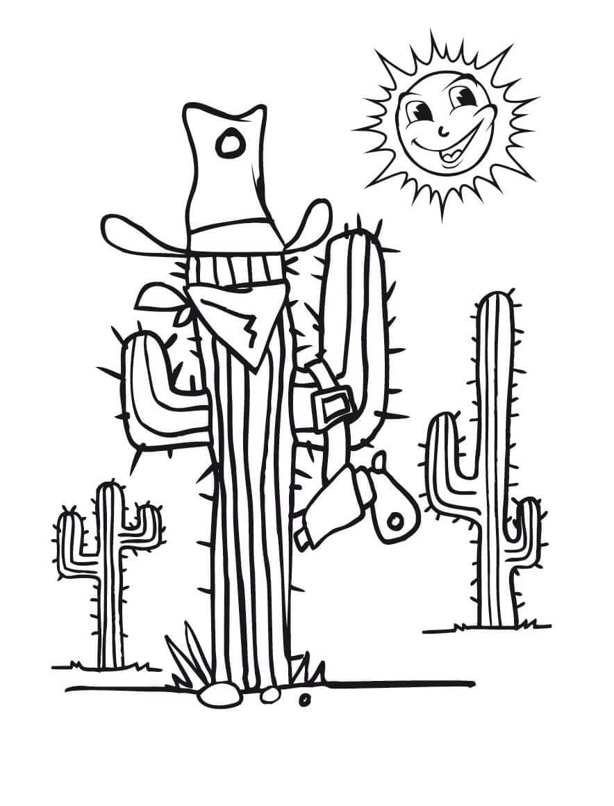 Cartoon Cactus Printable Coloring Page