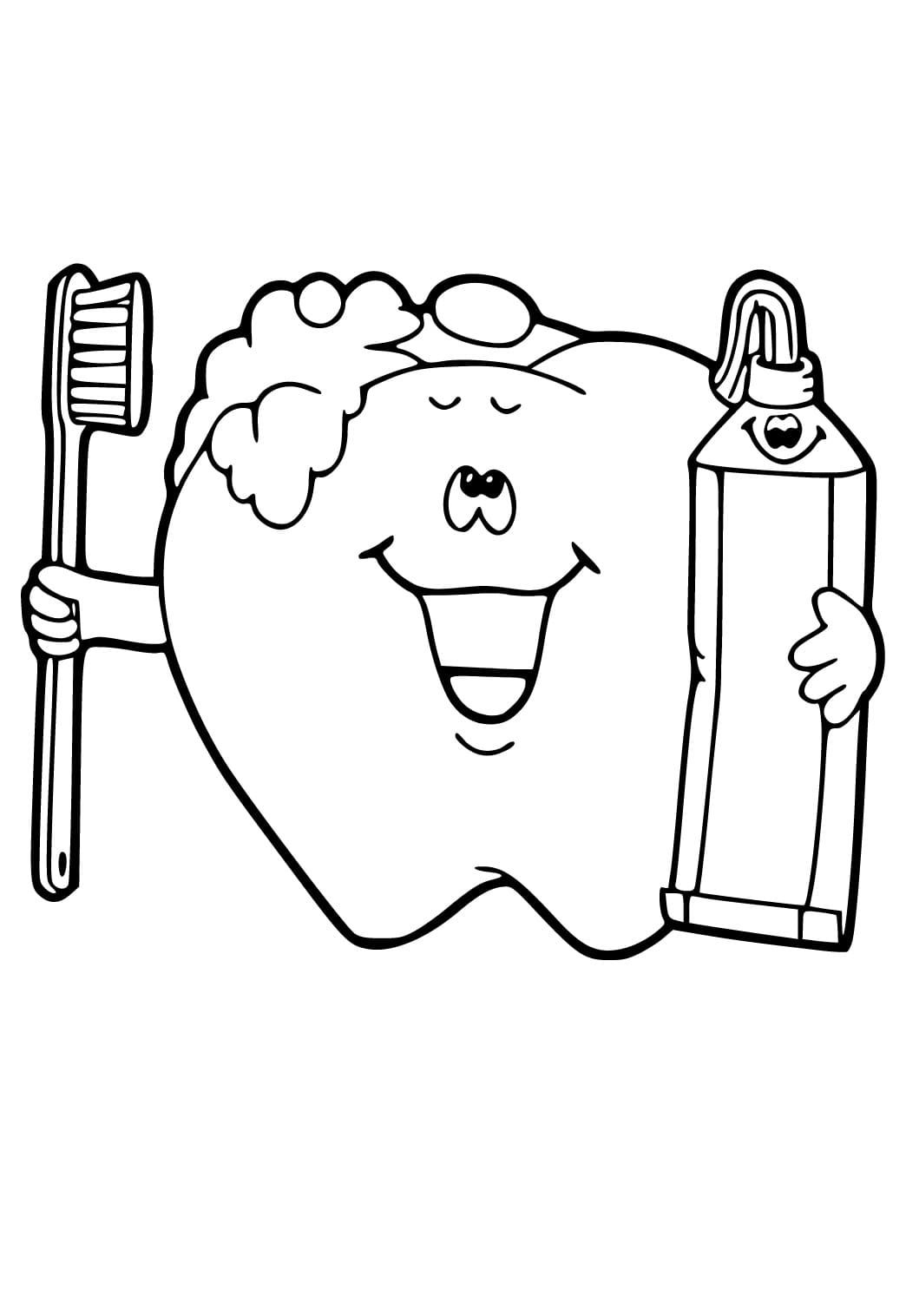 Cartoon Tooth Printable Coloring Page