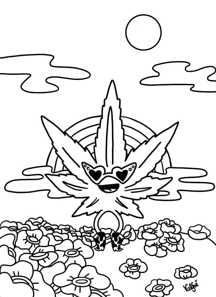 Cartoon Weed Printable Coloring Page