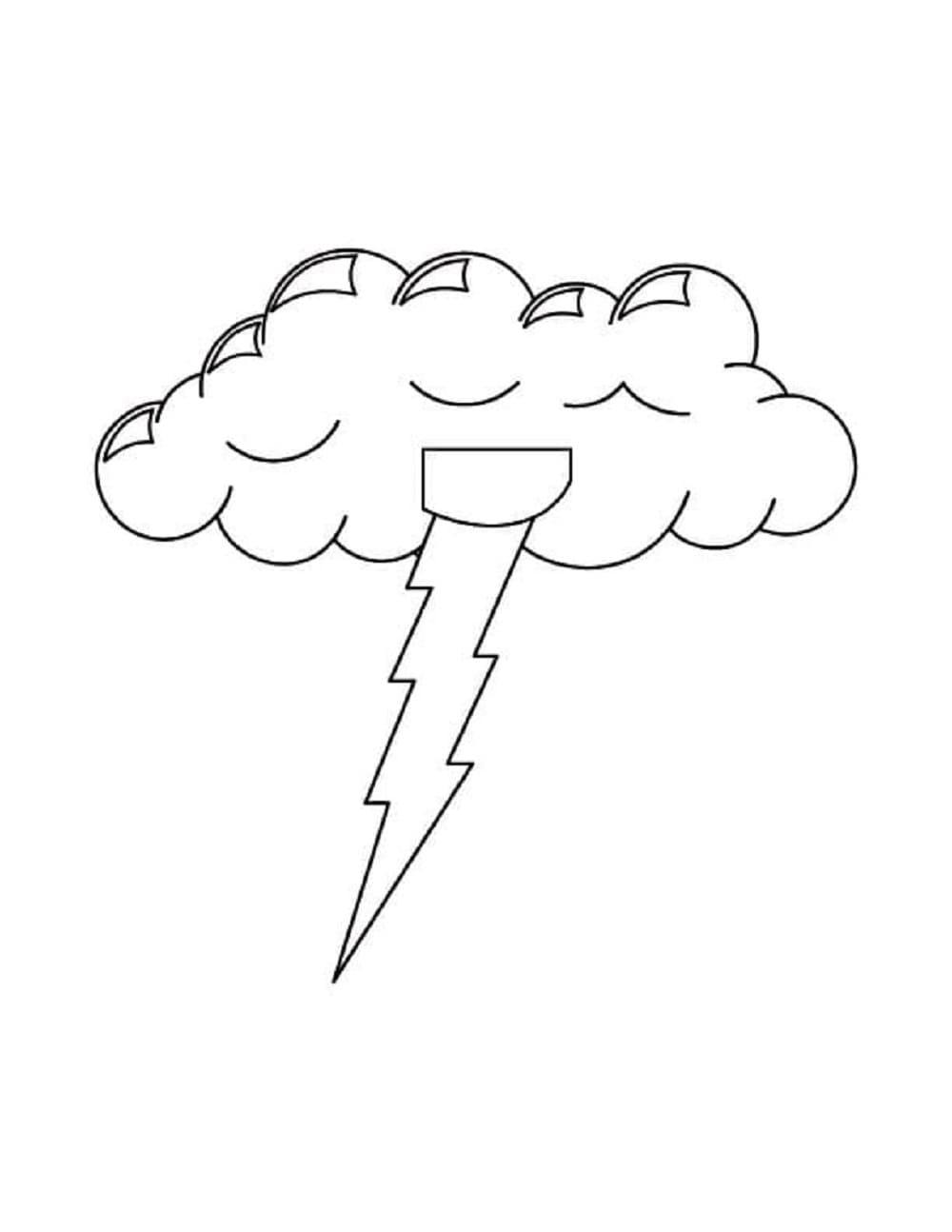 Clouds and Lightning Bolt Printable Coloring Page