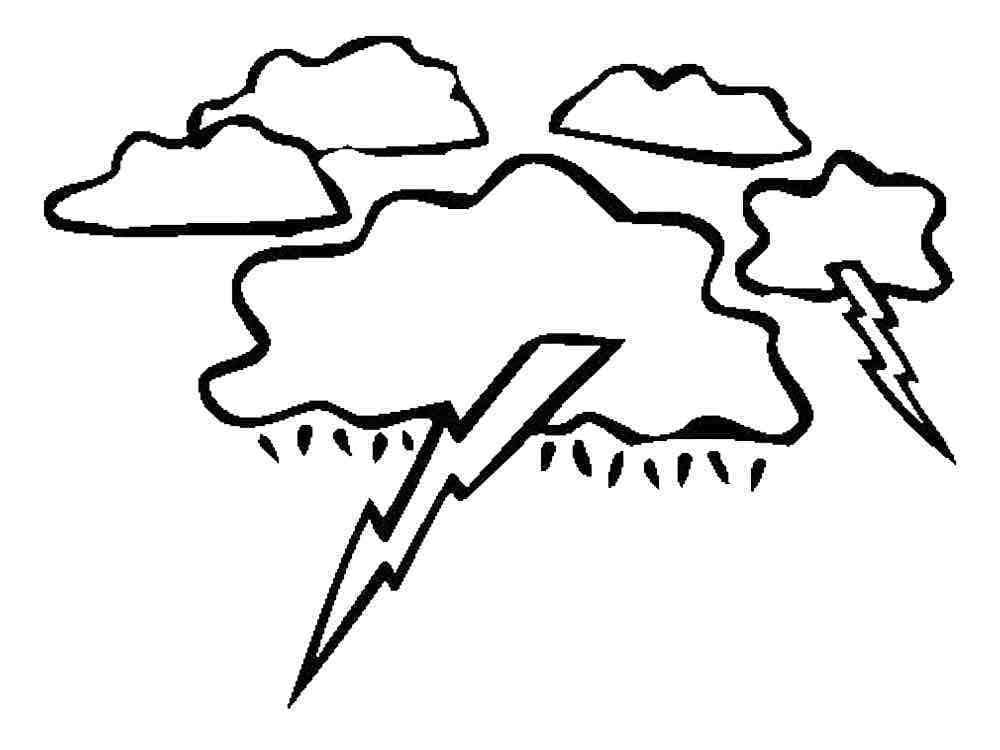 Clouds and Lightning Printable Coloring Page