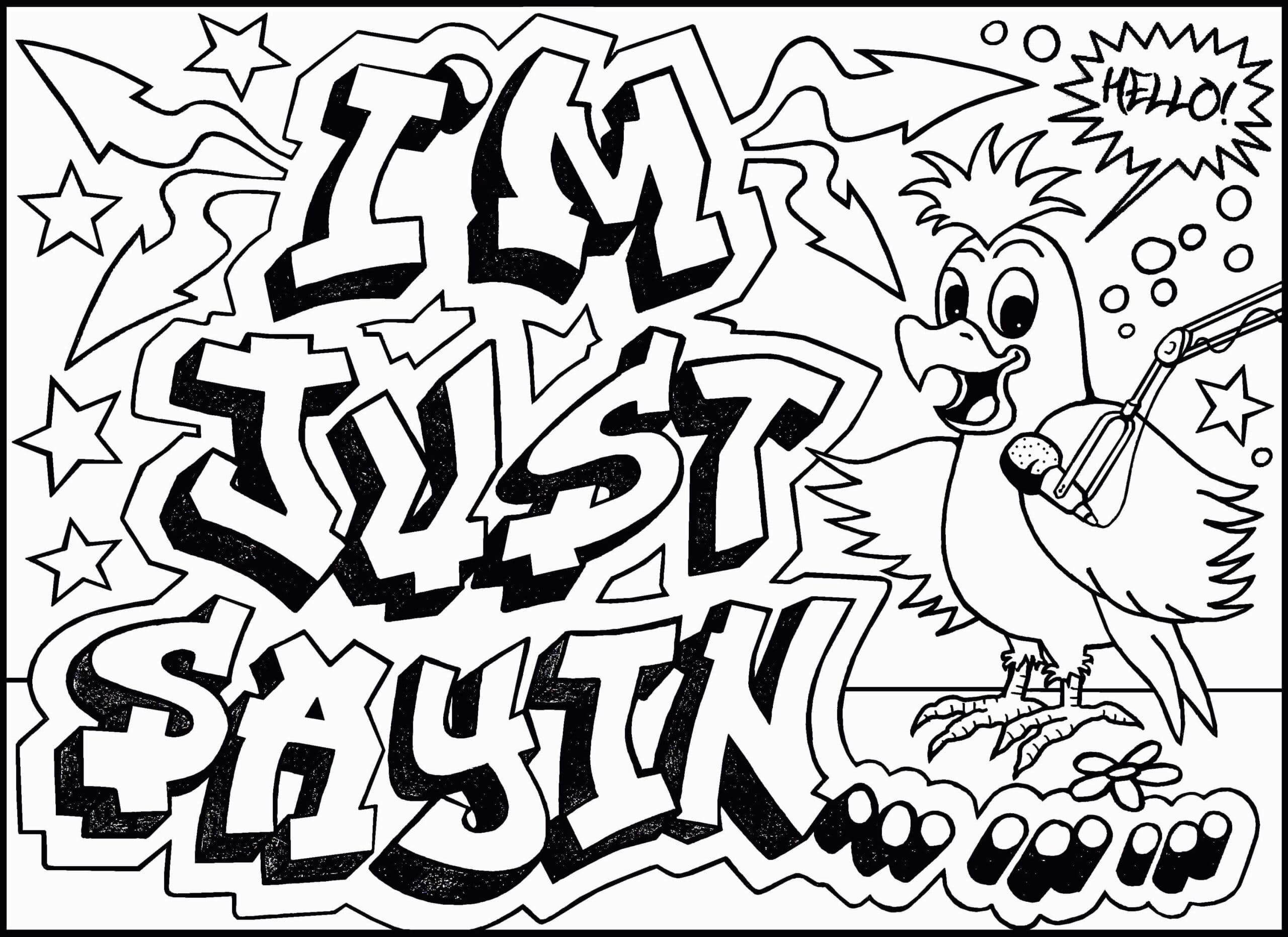 Cool Graffiti With A Parrot Printable Coloring Page