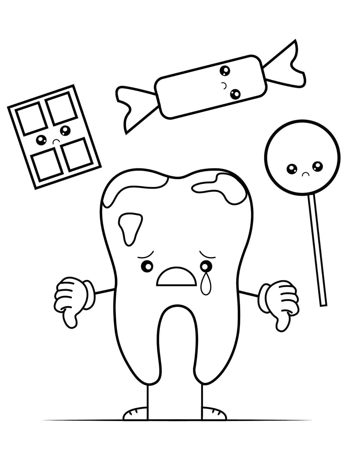 Crying Tooth Printable Coloring Page