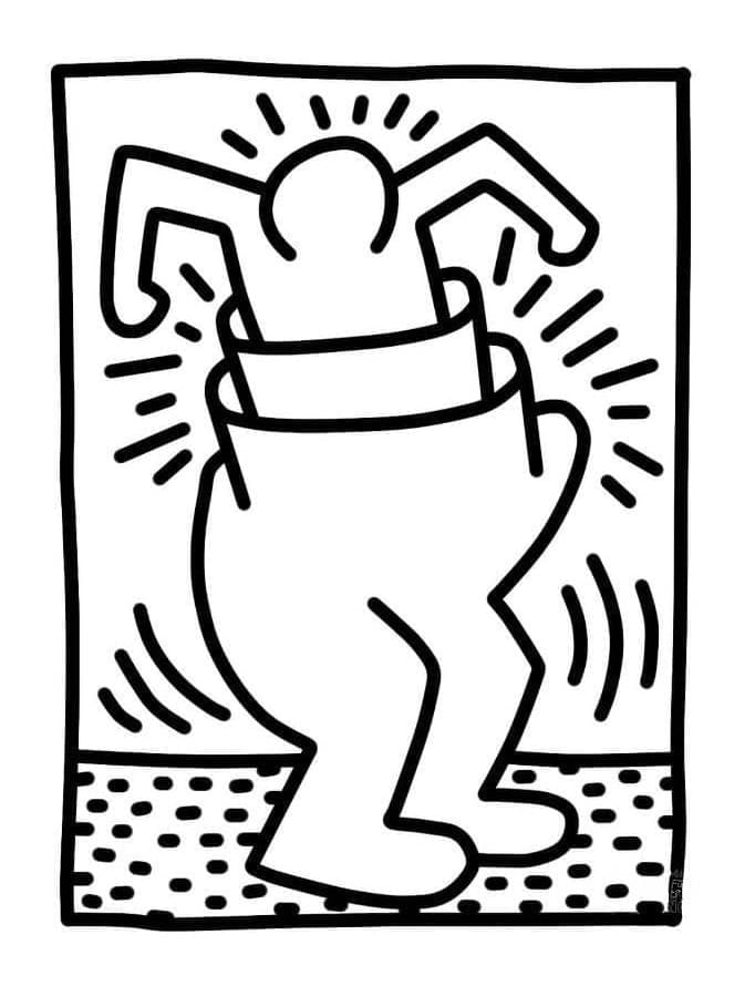 Cup Man by Keith Haring Printable Coloring Page