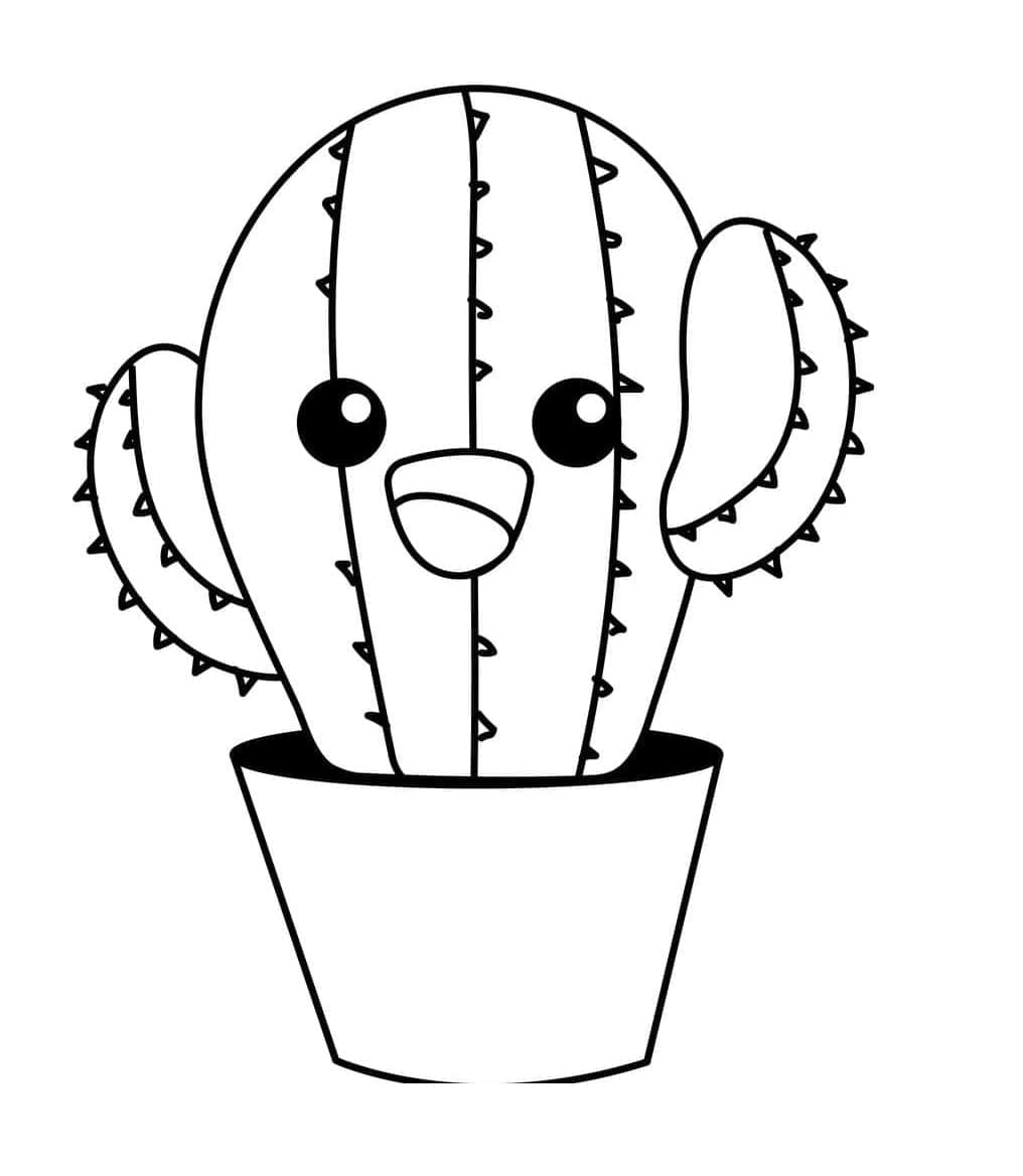 Cute Cactus Printable Coloring Page