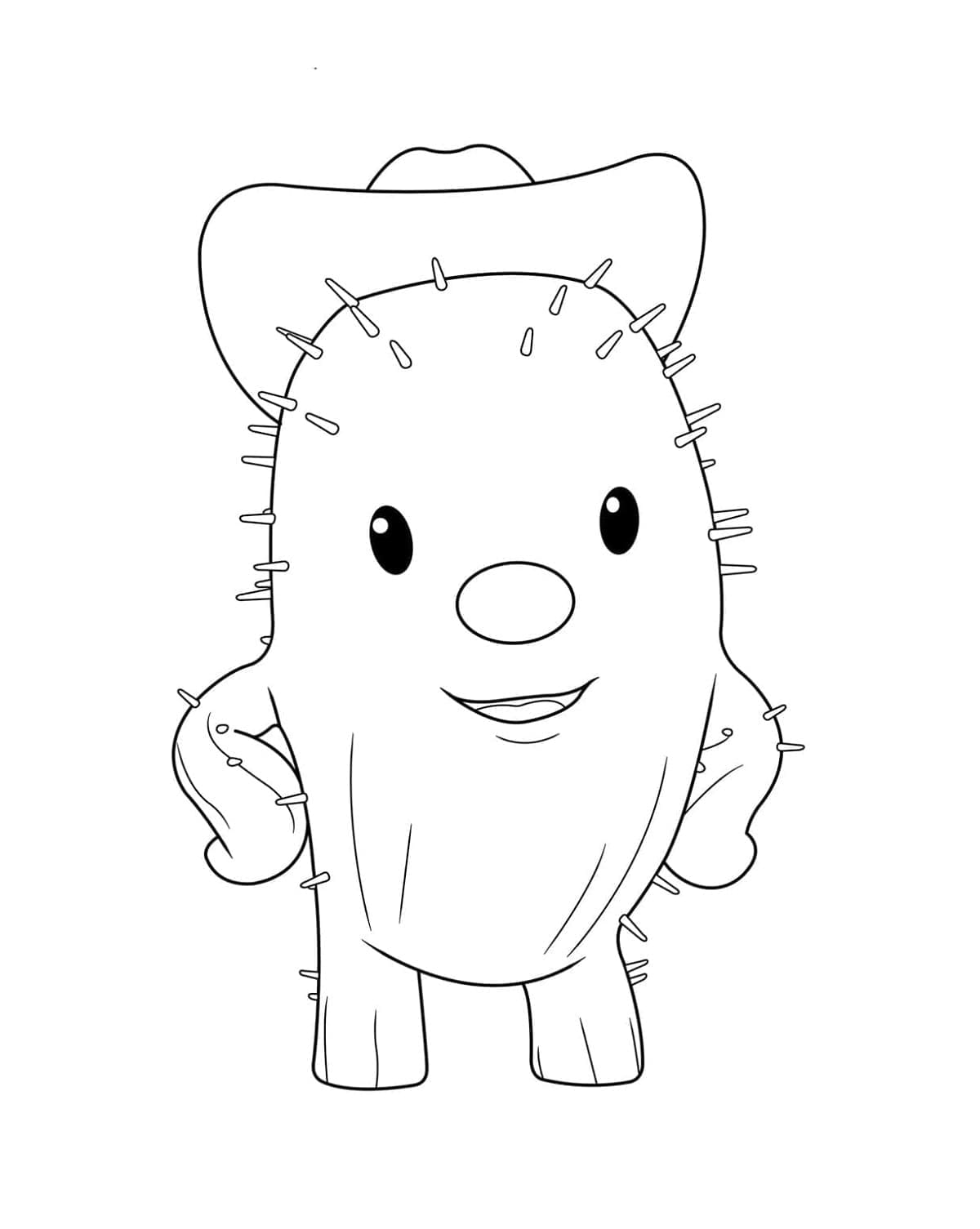 Cute Cartoon Cactus Printable Coloring Page