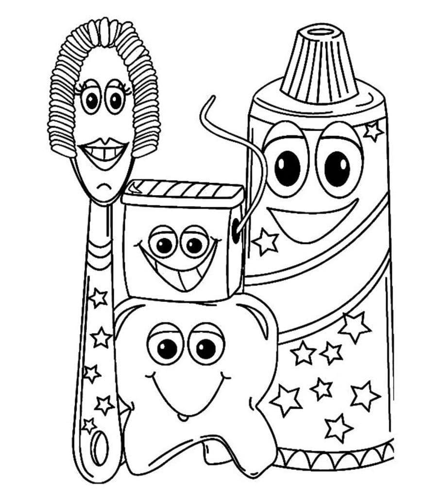 Cute Dental Printable Coloring Page