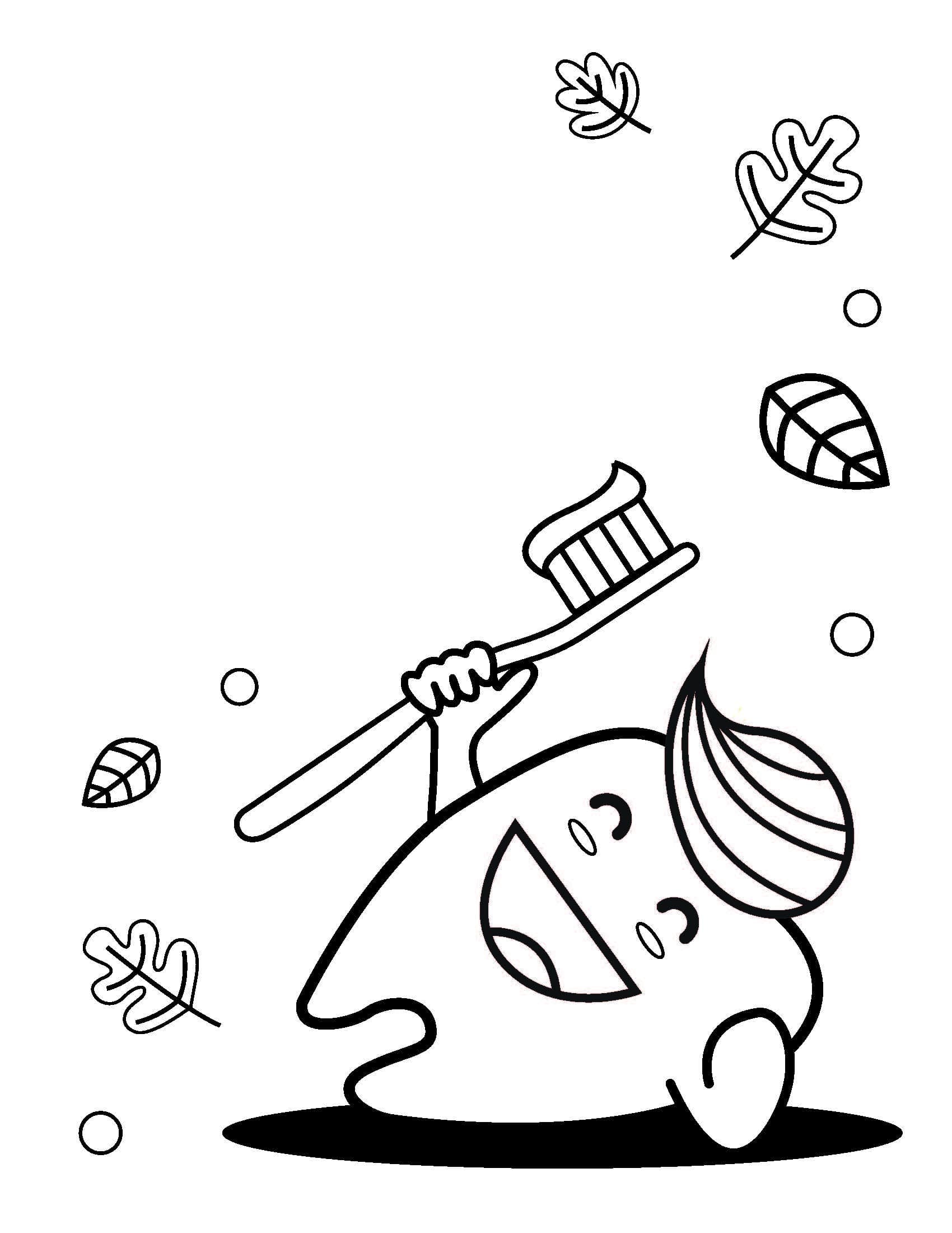 Cute Happy Tooth Lying Down Printable Coloring Page