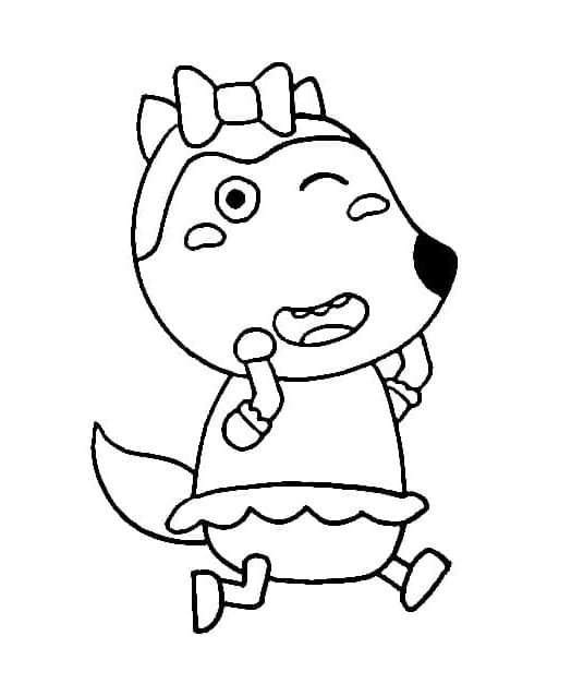 Cute Lucy from Wolfoo Printable Coloring Page