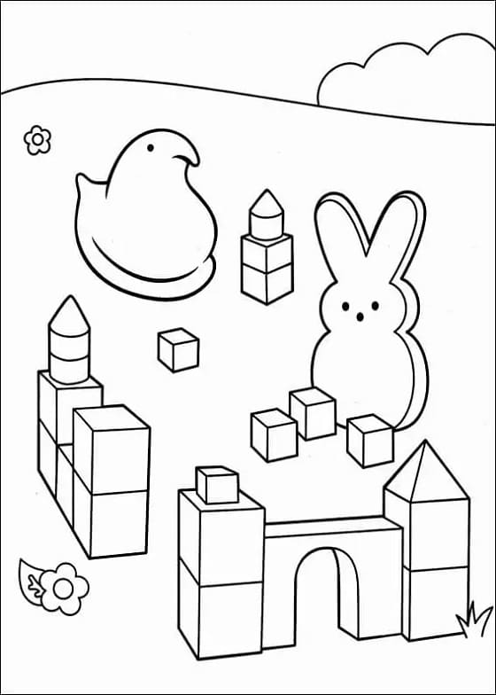 Cute Marshmallow Peeps Printable Coloring Pages