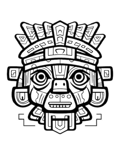 Cute Mayan Art Printable Coloring Page