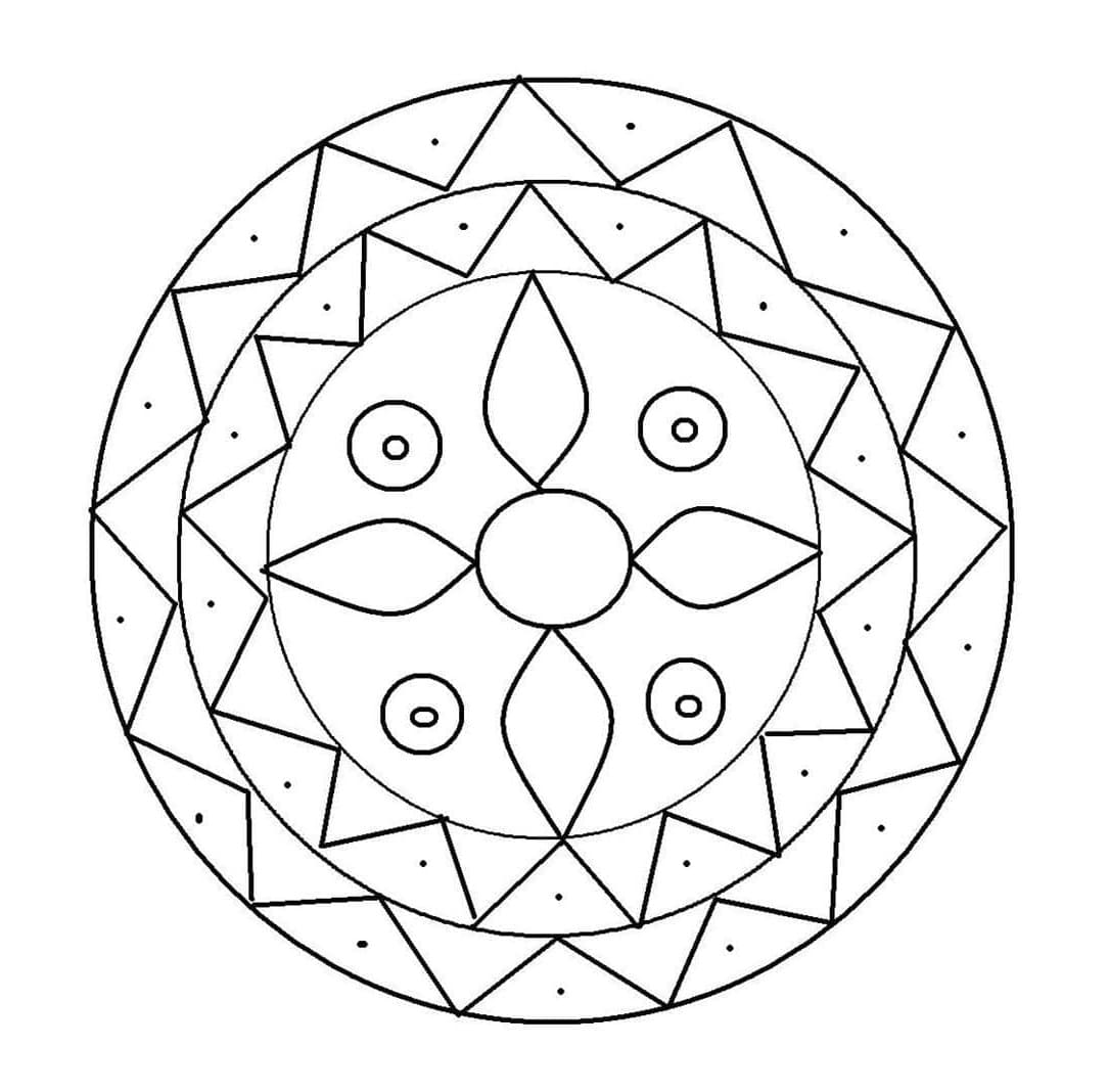 Cute Print Rangoli Coloring Page