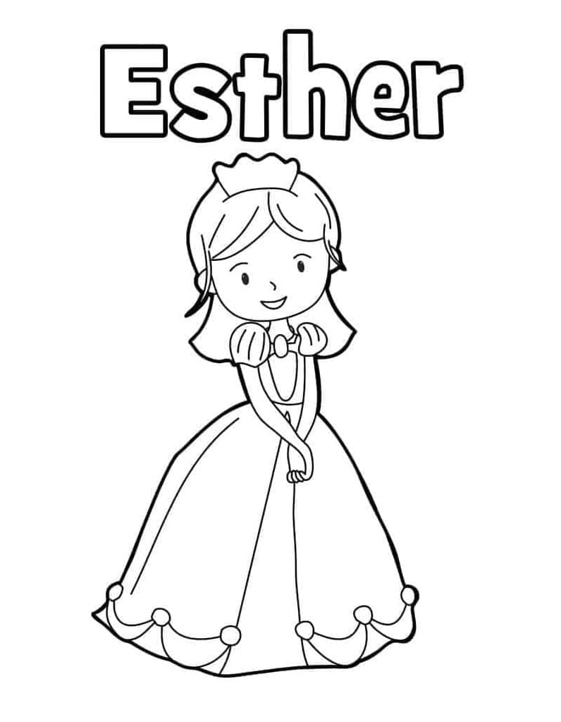 Cute Queen Esther Printable Coloring Page