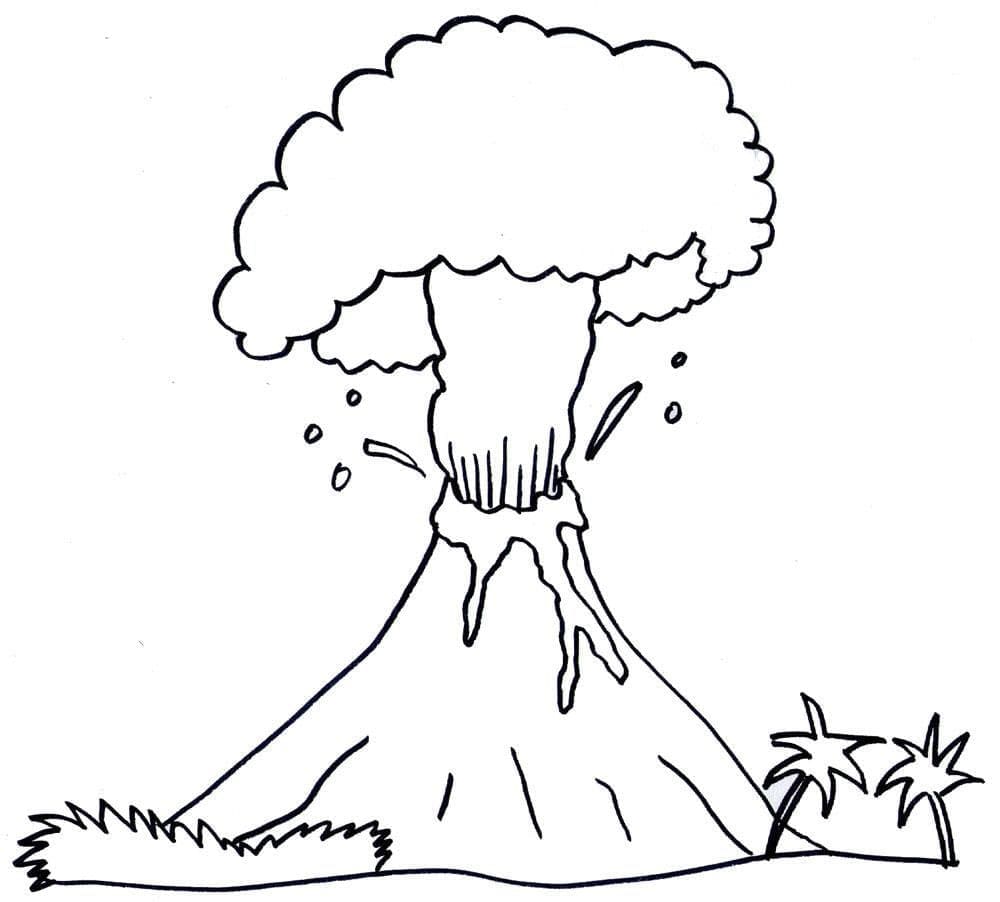 Cute Volcano Printable Coloring Page