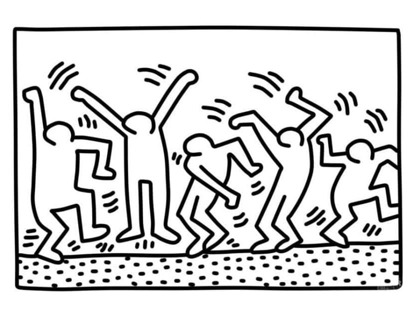 Dance by Keith Haring Printable Coloring Page