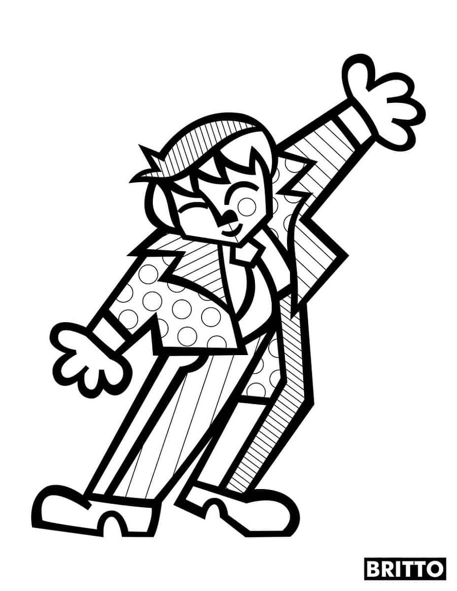 Dancing Boy by Romero Britto Printable Coloring Page