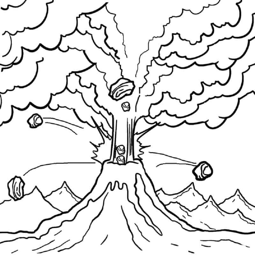 Download Volcano Printable Coloring Page