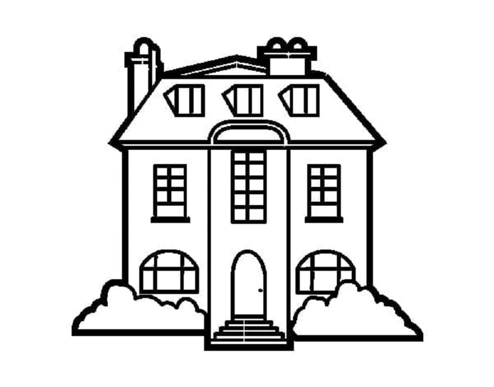 Easy Mansion Printable Coloring Page