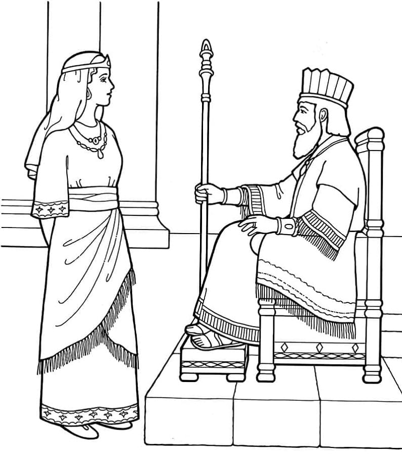 Esther Before King Printable Coloring Page