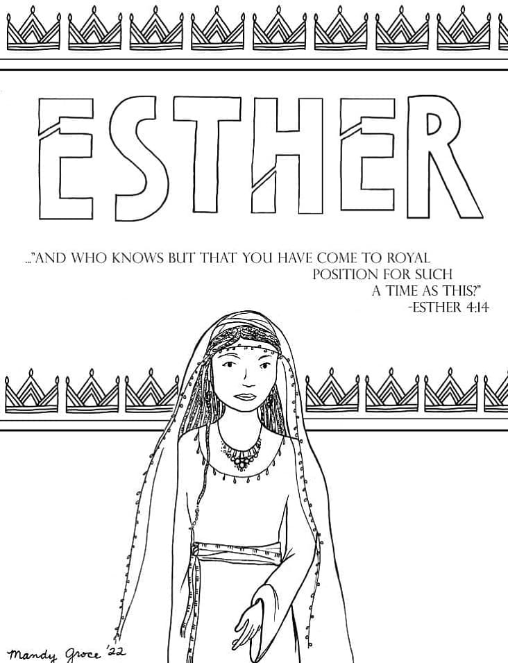 Esther the Queen Printable Coloring Page