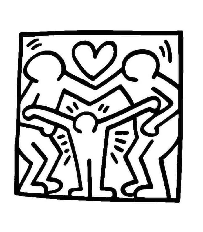 Family by Keith Haring Printable Coloring Page