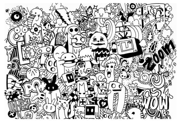 Favorite Street Art Characters Printable Coloring Page