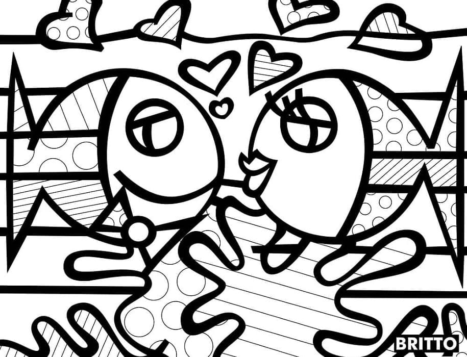 Fishes by Romero Britto Printable Coloring Page