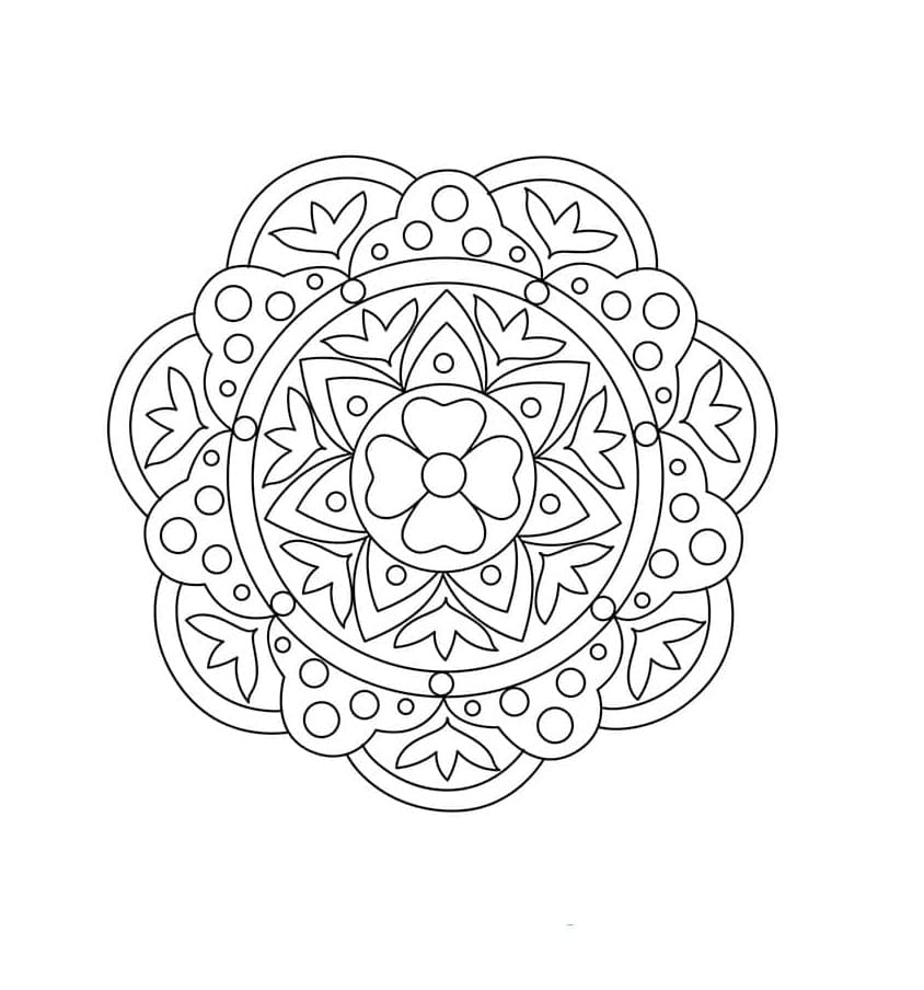 Floral Rangoli Printable Coloring Page