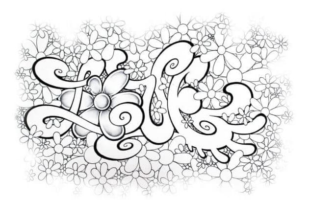 Flower Graffiti Printable Coloring Page