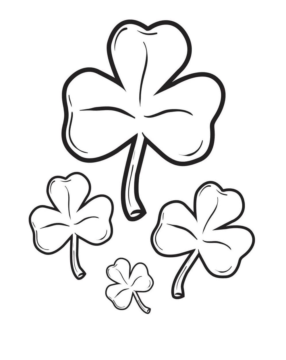 Four Shamrocks Printable Coloring Page