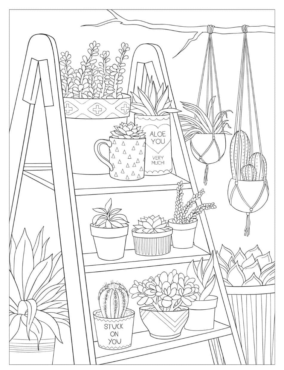 Free Cacti Printable Coloring Page