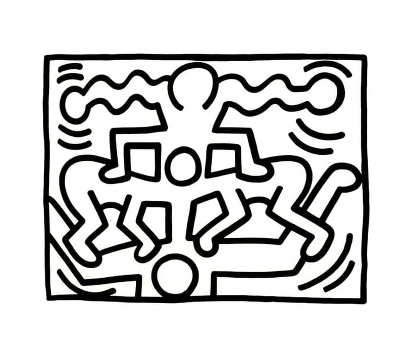 Free Download Print Keith Haring Artwork Coloring Page