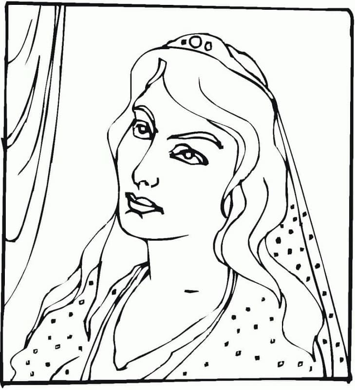 Free Drawing of Queen Esther Printable Coloring Page