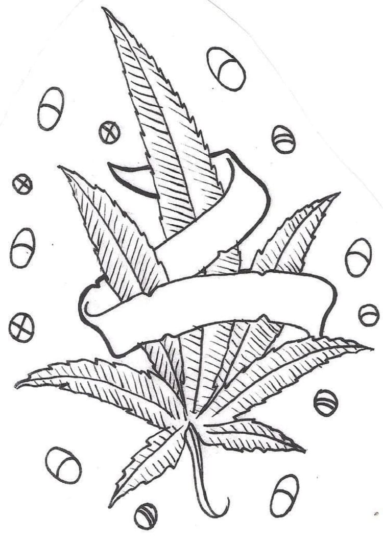 Free Drawing of Weed Printable Coloring Page