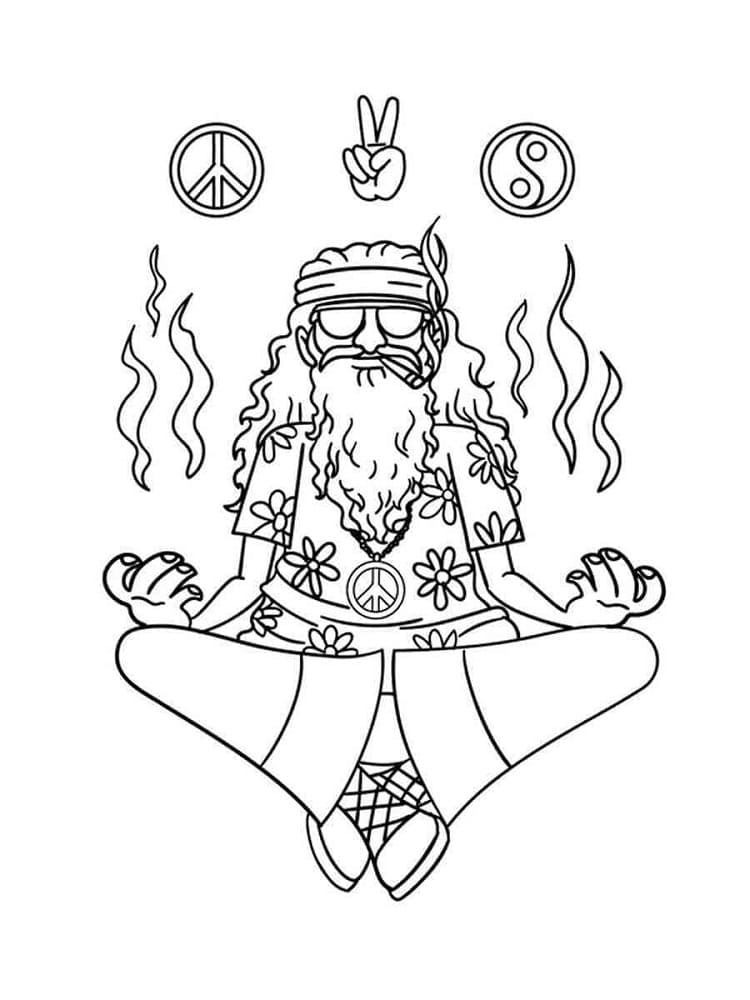 Free Hippie Man Printable Coloring Page