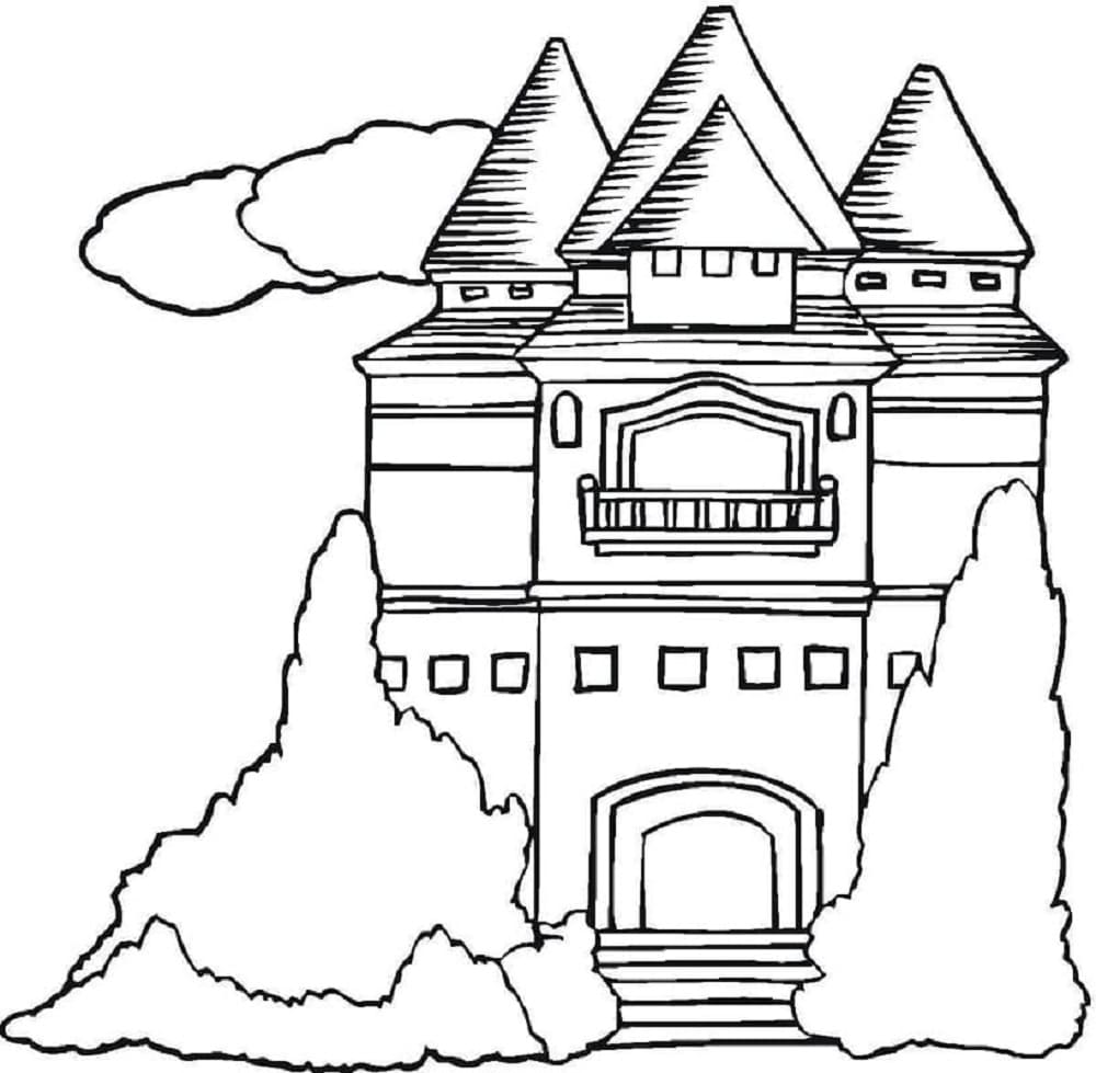 Free Mansion Printable Coloring Page