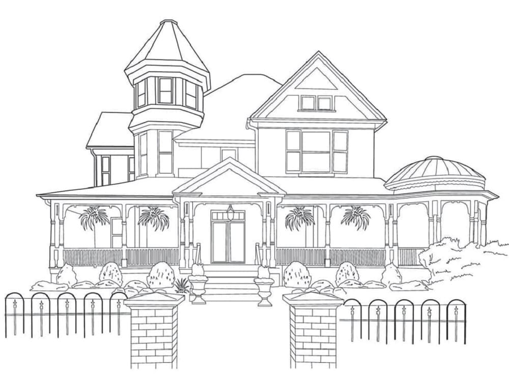 Free Print Mansion Coloring Page