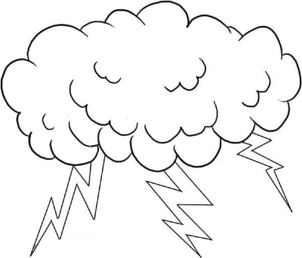 Free Print Thunder and Lightning Coloring Page