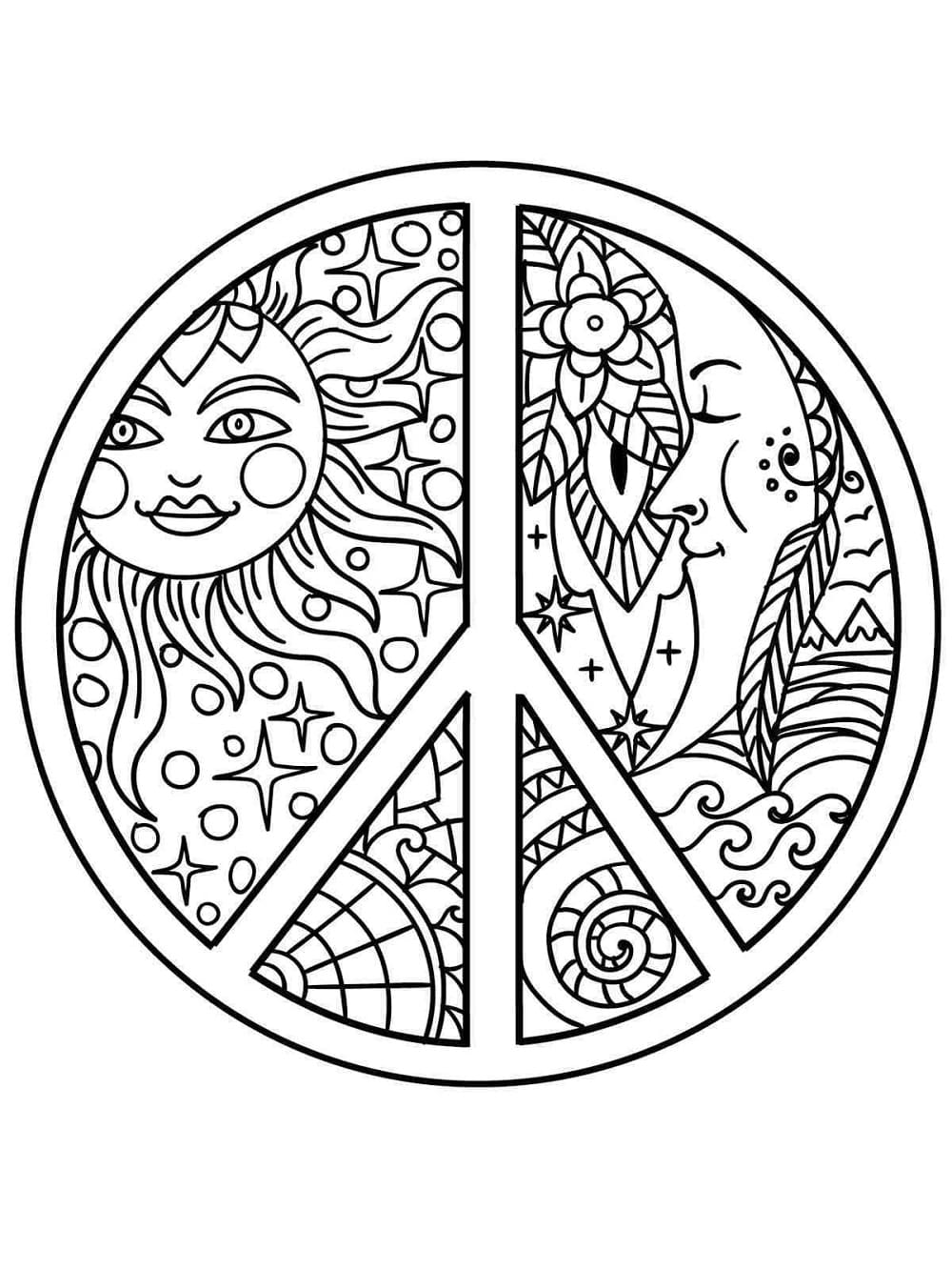 Free Printable Hippie Coloring Page