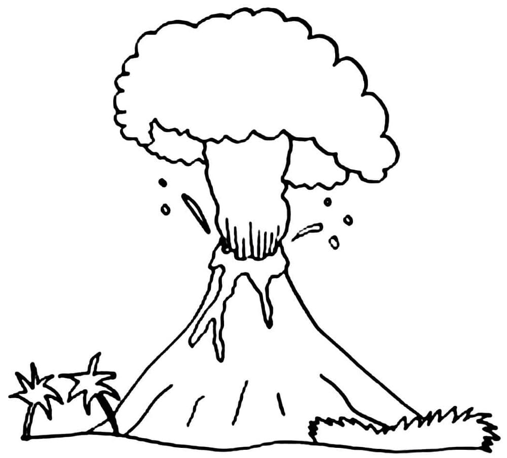 Free Volcano Outline Printable Coloring Page